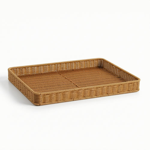 Rattan Tray Natural Woven Basket Tray Handwoven for Desktop, Shelf