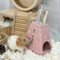 Cheese Ceramic Water Dispenser Hamster Water Bottle, 125ml Hamster Water Bottle with Stand, Leak-Resistant Cheese Water Bottle for Small Animals