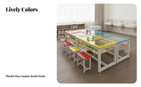 Easy to Clean Kindergarten Classroom Table Multi-Purpose Kids Art Table and Chair Set Large Tabletop children's Drawing Desk with Storage Safety Rounded Corners for Preschoolers, Toddlers, Teachers, Training Center, Daycare, Playroom, Homework