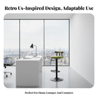 Adjustable Pedestal Stool Retro Design Studded Swivel High Chair With Backrest