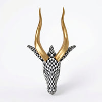 Faux Antelope Head Wall Decor Lustrous Antelope Head Sculpture Gold for Entryway