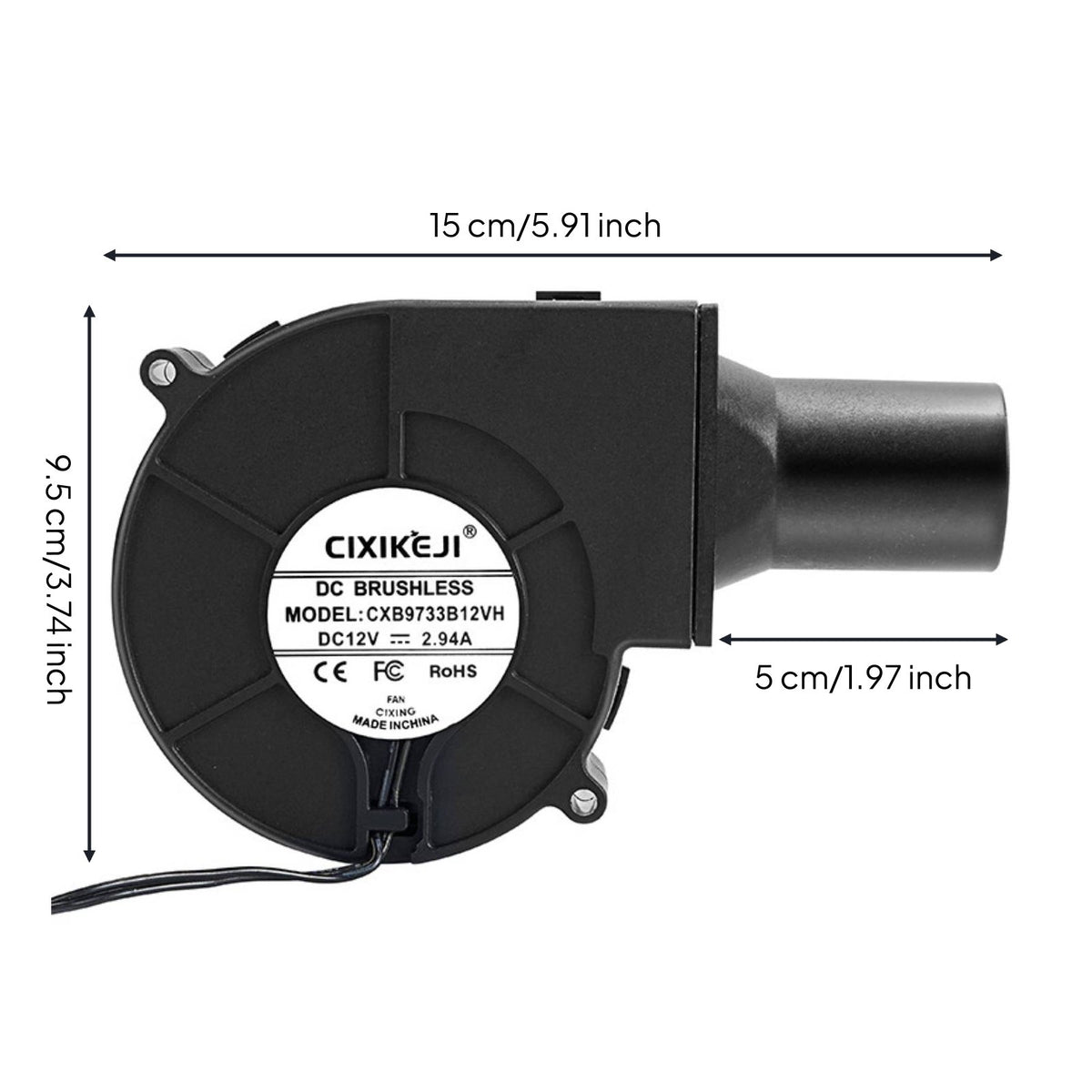 100-240V Wide Voltage Input 9733 Centrifugal Blower BBQ Grill Fan for Camping