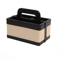 Divided Desktop Organizer Woven Storage Box with Handle Portable for Desk