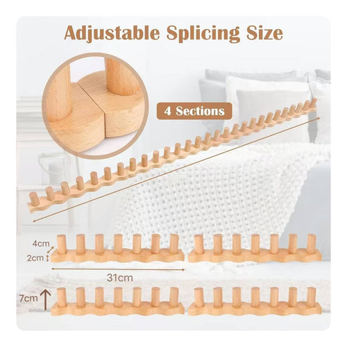 Adjustable Wooden Knitting Loom Polished Finish Adjustable Wooden Loom