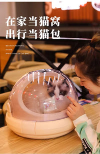 宠物高清翻盖太空舱猫咪兔子多功能航空箱手提便携外出透气猫窝包 紫色高清翻盖【冰垫】 13斤以下通用