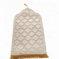 Arched Floor Mat Hanging Loop Embossed Lattice Mat Fringed Hem