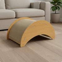 Feline Scratcher Bed Corrugated Rocking Feline Bed Curved Wood for Rest, Play