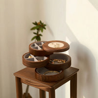 Vintage Rotating Jewelry Box Velvet-Lined Jewelry Box with Compartments Elegant Stylish for Dresser