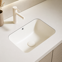Recessed Washbasin For Hotels & Commercial Spaces Cream Ceramic Washbasin Classic Design