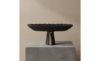 Pedestal Tray Decorative Fruit Bowl with Pedestal Textured Footed Bowl for Simplicity Lovers, Entryway