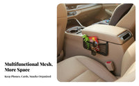 Multi-Functional Car Storage Net Bag Easy to Install Stick on Mesh Organizer Space Saving for Rideshare Drivers, RV Owners, Home, Office