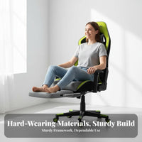 Highspine Gaming Chair with Footrest Breathable Spinerest Highspine Gaming Recliner Ergonomic Desk Seat for Students, Internet Cafe, Studying
