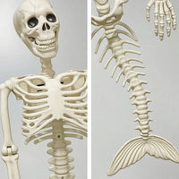 Light-up Halloween Mermaid Skeleton Articulated Skeleton with Mermaid Tail Posable Prop Movable for Haunted House, Porch