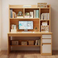 Wide Desktop Computer Desk with Bookshelf Modern Design Study Desk with Bookshelf Easy Assembly Home Furniture Sturdy Construction for Dorm Room