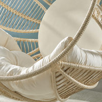Garden Egg Chair with Stand, Rattan Hanging Egg Chair with Cushion, Indoor Outdoor Patio Living Room Furniture