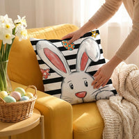 Easter Bunny Pillowcase Festive Atmosphere Easter Egg Print Pillow Cover Soft and Warm Bunny Throw Pillowcase for Holiday Decorators, Parents, Bedroom, Sofa