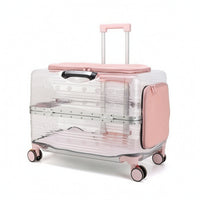 Pet Carrier with Wheels Transparent Pet Carrier Suitcase Breathable for Airport