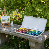 33 Well Watercolor Palette Foldable Watercolor Gouache Palette Airtight Paint Storage Box Sturdy Plastic for Outdoor Painting