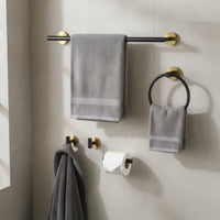 5 Pieces Wall-Mounted Bathroom Hardware Set Stainless Steel Towel Bar Set with Hooks Easy to Install Bathroom Tissue Holder Holder Space-Saving for Powder Room