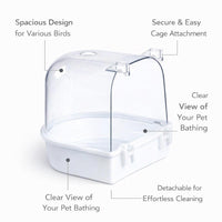 Bird Bath Tub for Cage Hanging, Spacious Bird Cage Shower Enclosure, Parrot Bath #variant:Covered Bath