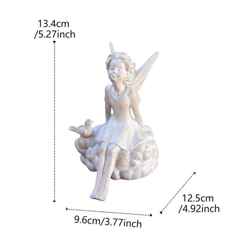 Mist Fairy Ornament Weather-Resistant Resin Fairy Garden Statue Handmade Feel Outdoor Decor for Balcony