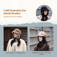 Warm Earflap Cap Fleece-Lined Knit Cap Unisex Foldable