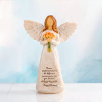 Angel Sculpture Holding Flowers Hand-Painted for Retirees, Colleagues