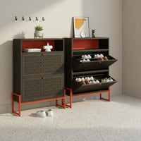 Metal Shoe Storage Unit Steel Construction Tipping Shoe Storage Unit Space-Saving Design Household Furniture for Entryway