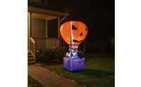 Outdoor Jack-O'-Lantern Balloon with Basket Lighted Pumpkin Inflatable with Ghost Illuminated Inflatable Hot Air Balloon Inflate for Homeowners, Party Hosts, Yard, Garden