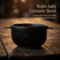 Wabi-Sabi Double Ear Ceramic Soup Bowl, 500ml