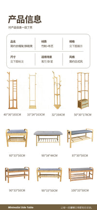 Mobile Bamboo Coat Rack with Wheels for Bedroom or Cloakroom