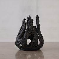 Abstract Sculpture Sculptural Metal Sculpture with Hollow Form Textured Desktop Ornament for Living Room, Entryway