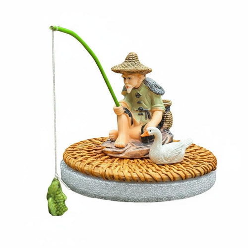 Floating Angler Figurine Pond Angler Ornament for Desktop Fountain, Garden