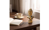 Antique Brass Buddha Bust Statue Shushing Buddha Bust Meditative Sculpture Miniature for Collectors, Art Lovers, Desk, Shelf, Tea Corner
