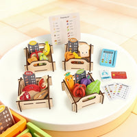 Pretend Supermarket Educational Wooden Grocery Store Tabletop Cashier Stand with Register for Playroom