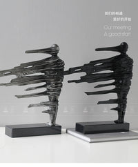 简约创意人物雕塑铸铁人摆件售楼处样板间酒店大厅电视柜工艺品