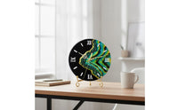 Resin Clock Artistic Desk Clock with Stand Glossy for Art Lovers, Office, Bedroom