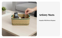 Woven Golden Bloom Tray With Handles Golden Bloom Print Rectangular Basket