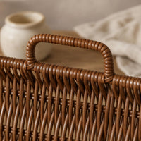 Braided Organizer Basket Braided Exterior Lidded Storage Basket Open Compartment Household Organizer