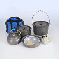 Camping Cookware Set with Kettle Kettle Heavy-Duty Frying Pan for Families, Picnics