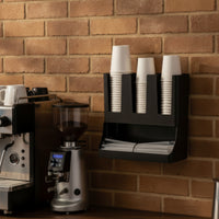 Two-Tier Cup Storage Rack Wall-Mounted Coffee Bar Organizer Freestanding Paper Cup Dispenser Space-Saving for Offices, Cafes, Breakroom, Kitchen Countertop