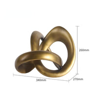 Tabletop Sculpture with Curved Loop Gold Abstract Loop Statue Elegant Curved Sculpture for Living Room
