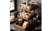 Wooden Countertop Organizer Sturdy 3-Tier Wooden Rack Multi-Use Stepped Storage Shelf for Coffee Lovers, Kitchen Counter