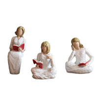 European Minimalist Resin Figurine - Girl Reading Book