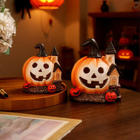 Halloween Pumpkin Resin Figurine for Tabletop Decor