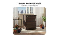 Rolling Wickerdesign Cabinet Woven Texture Wicker Organizer Universal Mobile Design Ample Storage Space for Patio Owners