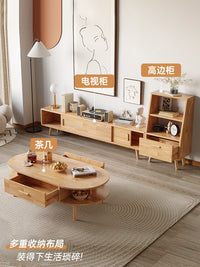Qianchu Solid Wood TV Cabinet for Small Living Room, Modern Nordic Style