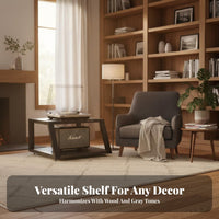 4 Pieces Stereo Component Shelf Audio Tower Amplifier Rack Steel and Wood Media Furniture Turntable Stand with Ventilated Design Suitable for Living Room Home Theater Home Entertainment Listening Station Household Furniture