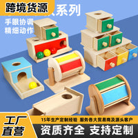 Wooden Montessori Coin Box Ball Drop Drawer Target Box Early Education Learning Toy for Toddlers 1-3 Years