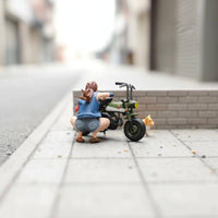 Crouching Woman Figure Realistic Mini Dog Ornament Miniature